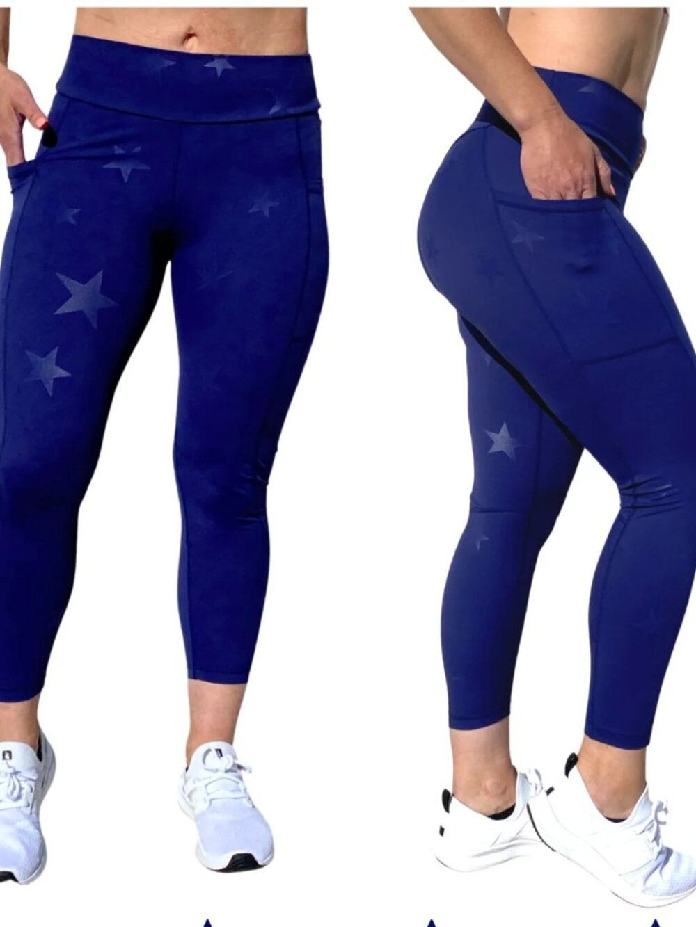 Flex it Pink (FIP) Star Leggings Size L (10-12) New 7/8 long, Pockets, V-shape
